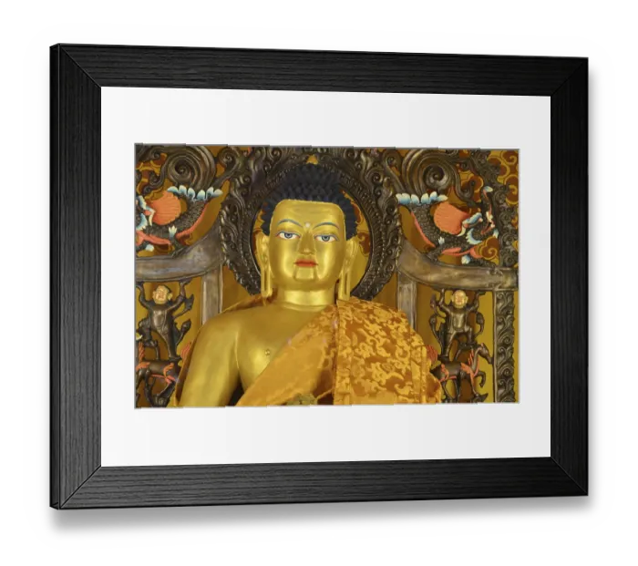 Framed Print : Tibetan Buddhism, illuminated Buddha figure Framed Print : Tibetan Buddhism, illuminated Buddha figure