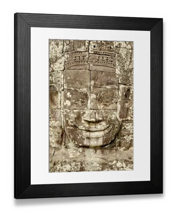 Framed Print : Face in the Bayon, Angkor Thom temple complex