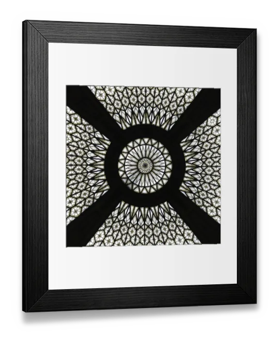 Framed Print : Mandala like glass ceiling of a post building in Barcelona Framed Print : Mandala like glass ceiling of a post building in Barcelona