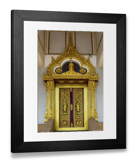 Framed Print : Entrance, gilded gate, holy bot of Wat Pa Saeng Arun