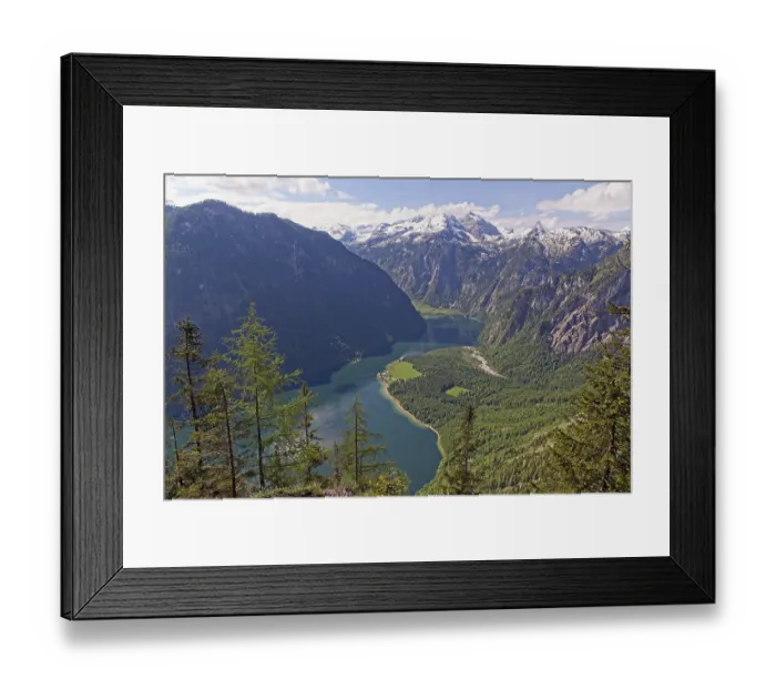Framed Print : View from the Archenkanzel of the Konigssee with the pilgrimage chapel of St