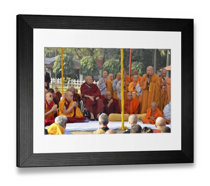 Framed Print : The Dalai Lama and other high dignitaries such as the Karmapa