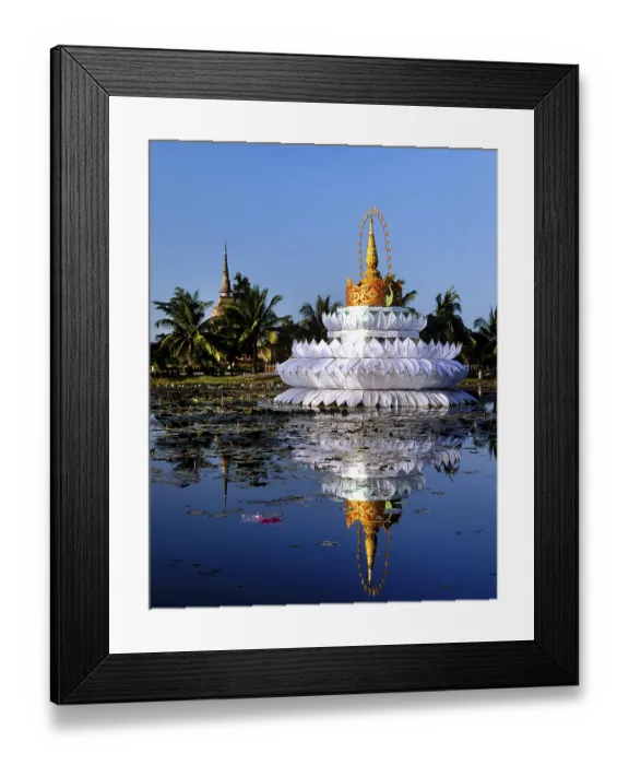 Framed Print : Loi Krathong festival, giant Krathong in the lotus pond