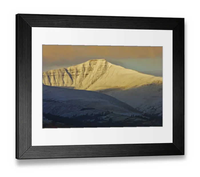 Framed Print : View of snow covered hills at sunrise Framed Print : View of snow covered hills at sunrise