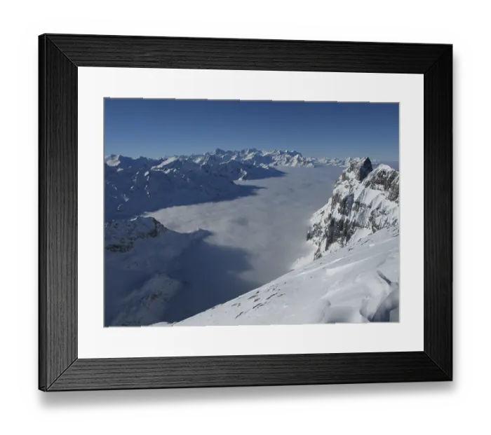 Framed Print : Above the sea of fog, mountains in the winter