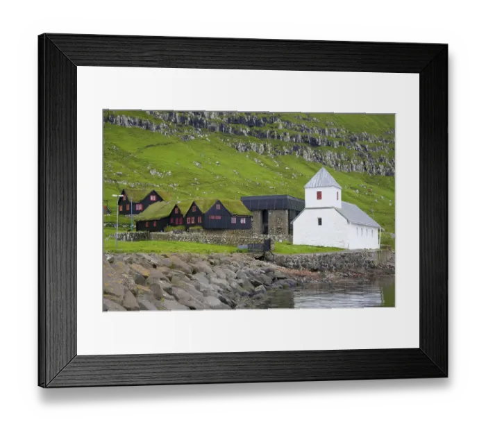 Framed Print : Parish Church, Kirkjubour, Streymoy