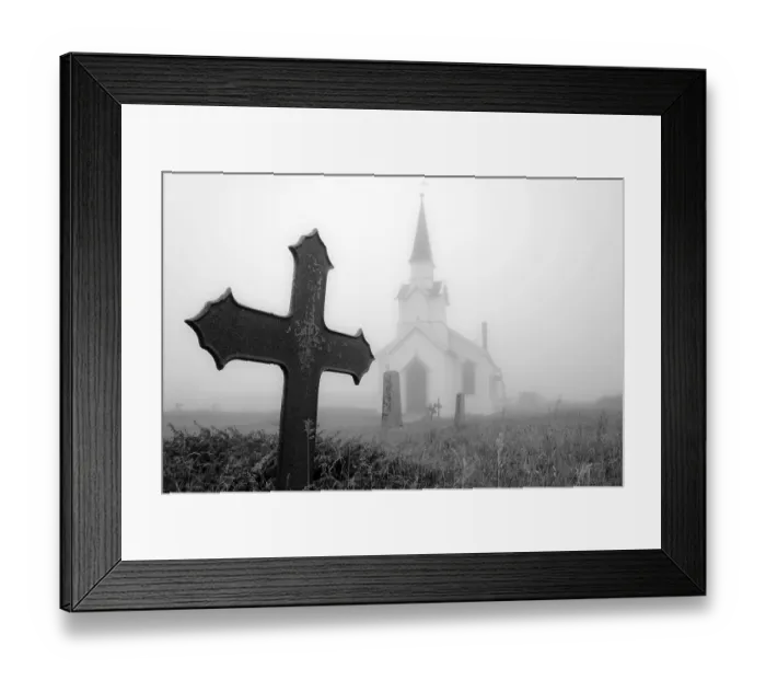 Framed Print : Churchyard, church, grave, twilight Framed Print : Churchyard, church, grave, twilight