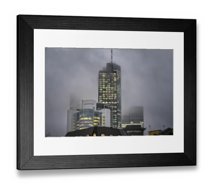 Framed Print : Main Tower surrounded by rain clouds