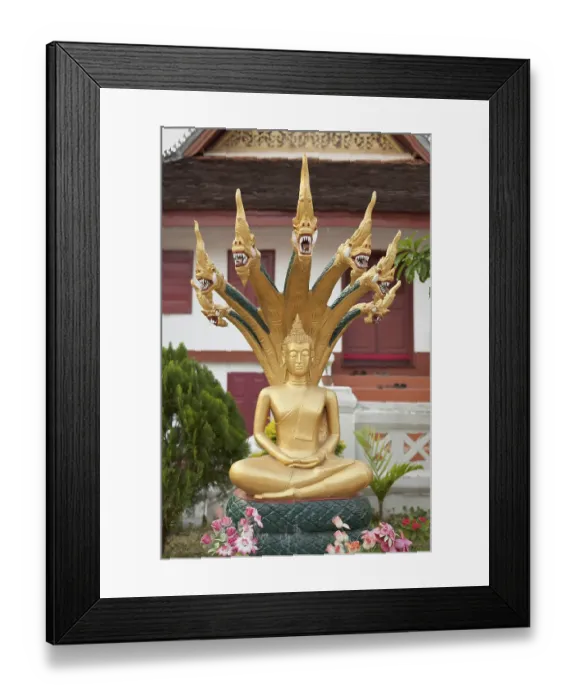 Framed Print : Sitting Buddha statue at Wat Mai Suwannaphumaham