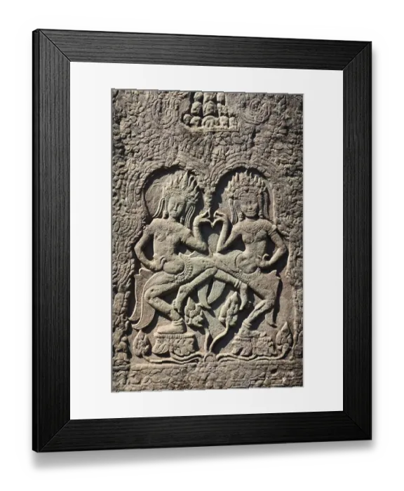 Framed Print : Relief of Apsara dancers, Bayon Temple