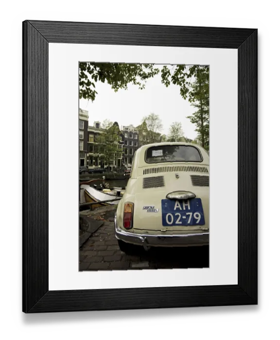 Framed Print : Fiat 500 parks at a Gracht