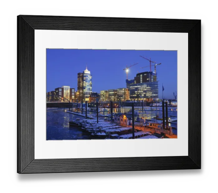 Framed Print : The marina in the Hamburg harbor