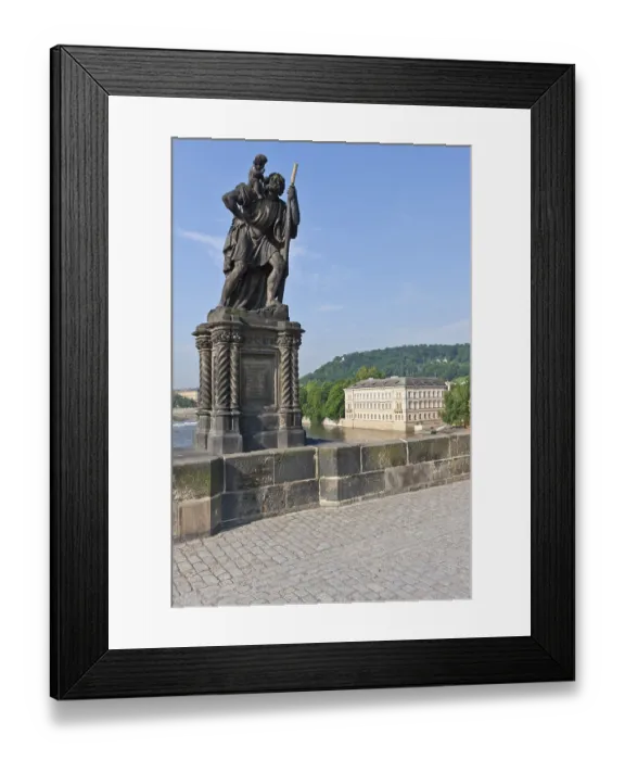 Framed Print : Statue of St. Christopher, Charles Bridge