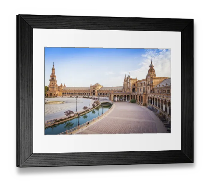 Framed Print : Spain, Seville. Spain Square, a landmark example of the Renaissance Revival style in Spanish architecture