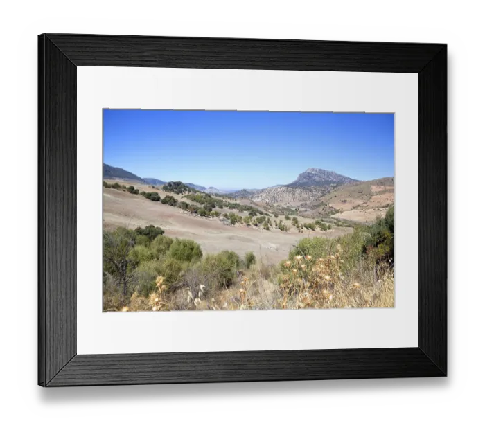 Framed Print : Mountain and field landscape in Andalusia