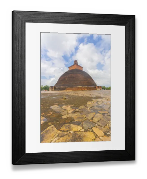 Framed Print : Jetavanaramaya Dagoba or stupa ruins with broken spire seen centered from corner in the ancient capitol of Anuradhapura