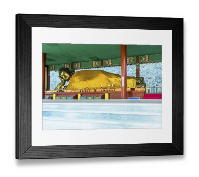 Framed Print : Thirteen meter long reclining Buddha at Manbulsa Temple in Yeongcheon