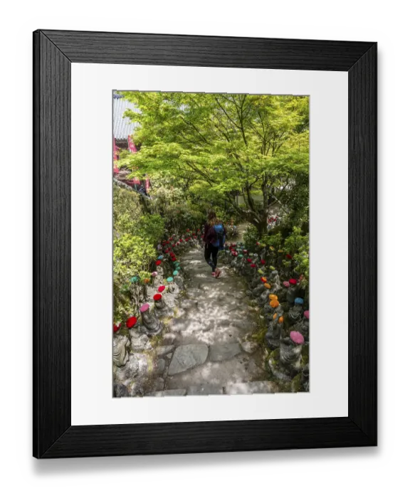 Framed Print : Buddha statue with colorful caps