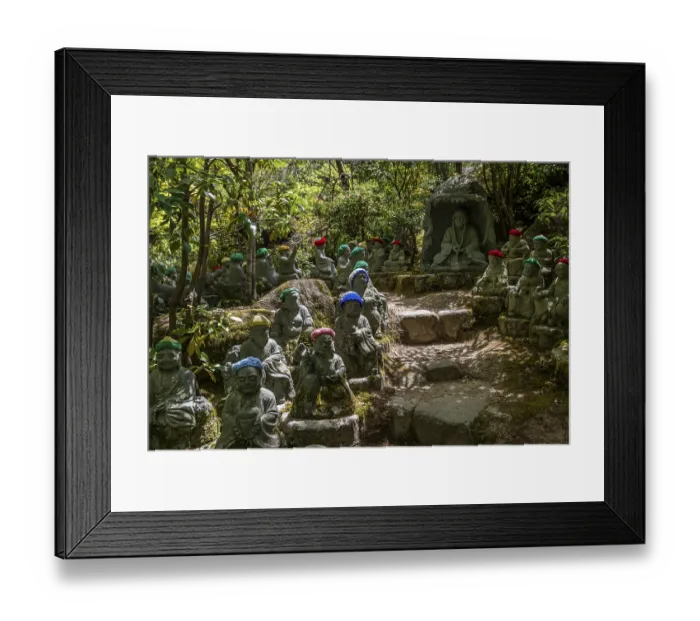 Framed Print : Buddha statue with colorful caps Framed Print : Buddha statue with colorful caps