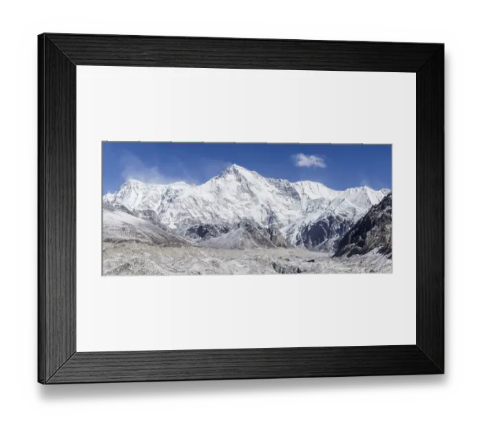 Framed Print : Panorama of Cho Oyu peak and Ngozumpa glacier