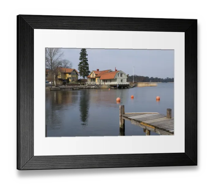Framed Print : Wooden houses, Vaxholm archipelago island, Sweden