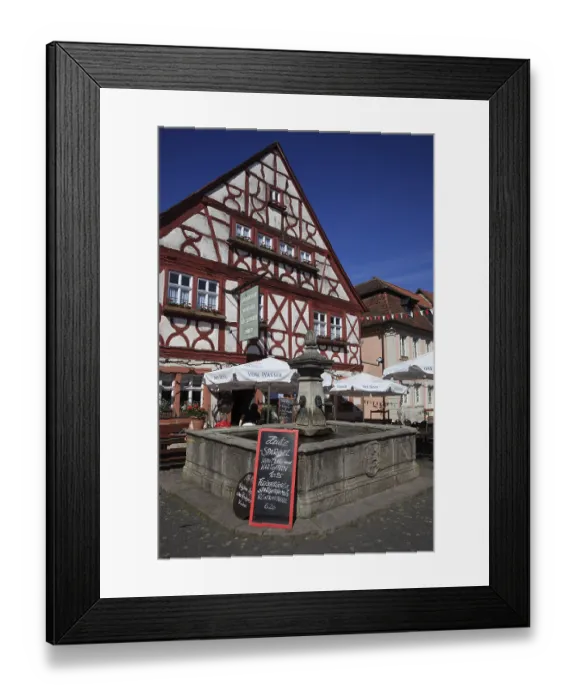 Framed Print : Houses on Karlsplatz square in Prichsenstadt