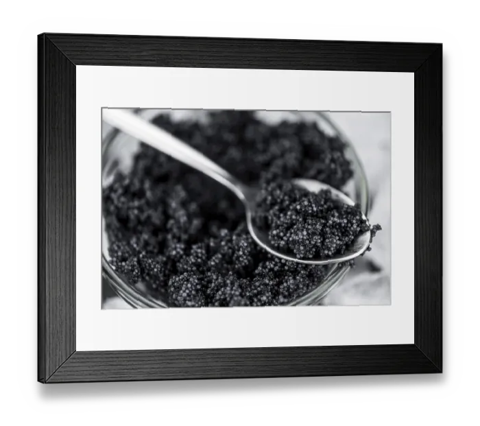 Framed Print : Caviar on a vintage looking slate slab (selective focus)