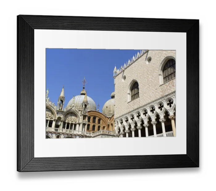 Framed Print : Detail of Palazzo Ducale (Doge's Palace) in gothic style and the Basilica of Saint Mark (Basilica di San Marco)