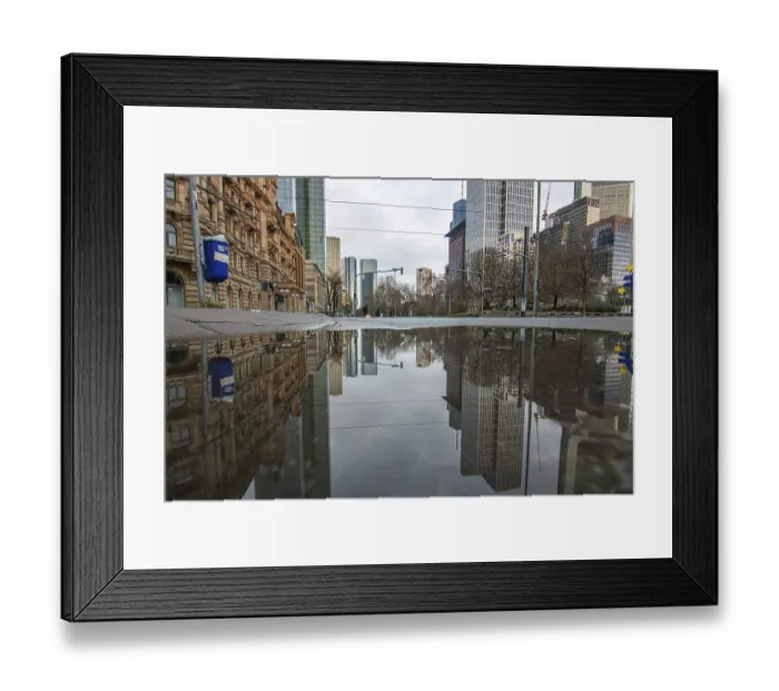 Framed Print : Modern city skyline with morning lights at sunrise