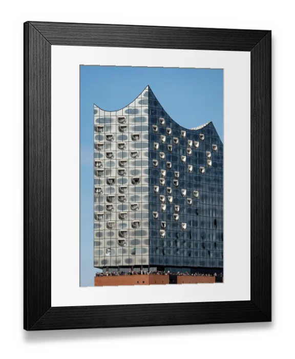 Framed Print : Glass facade of the Elbe Philharmonic Hall