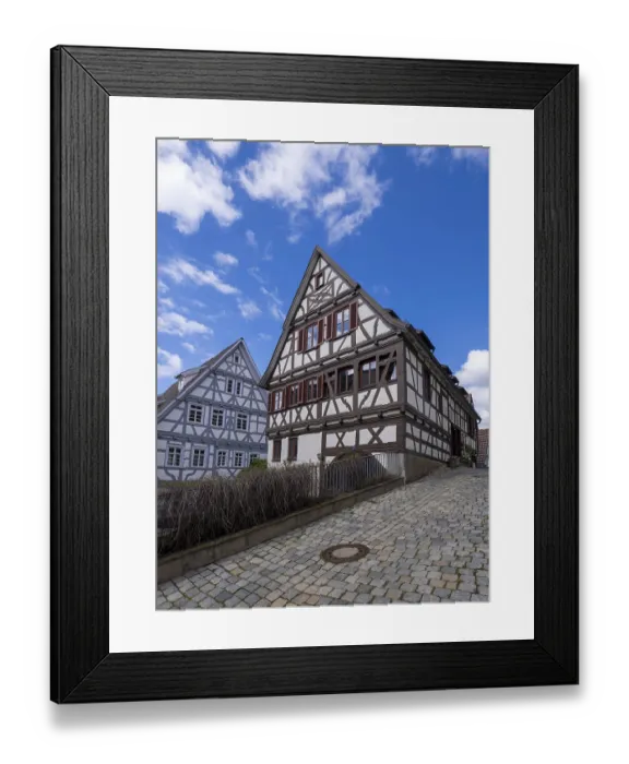Framed Print : Half-timbered houses in the old town