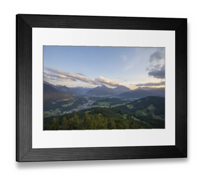 Framed Print : Panoramic view from the Kneifelspitze to Berchtesgaden