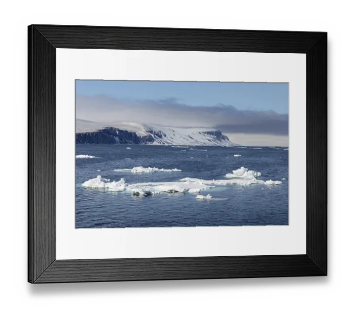 Framed Print : Drift ice, sea ice, sea, mountain range Framed Print : Drift ice, sea ice, sea, mountain range