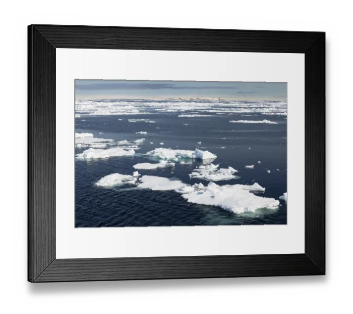 Framed Print : Drift ice, sea ice, sea, mountain range