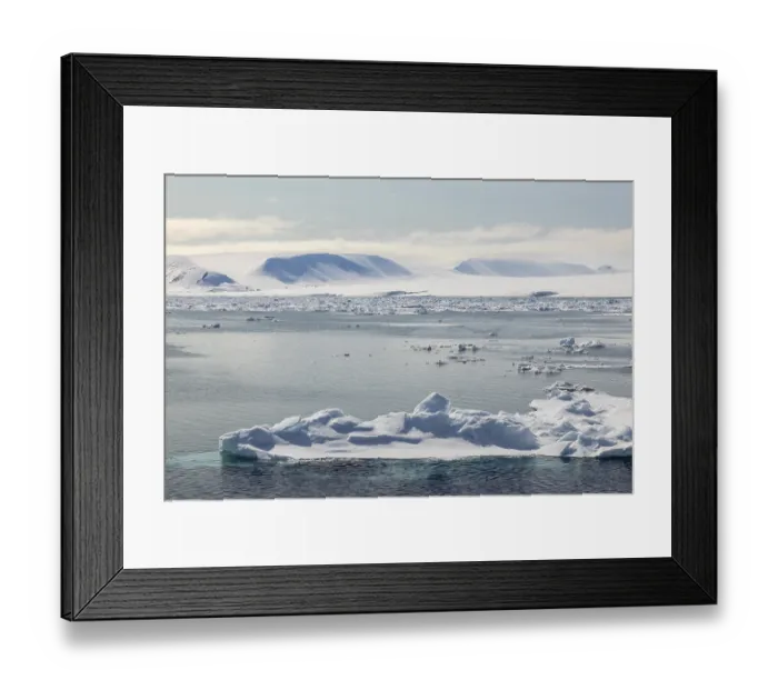 Framed Print : Drift ice, sea ice, sea, mountain range