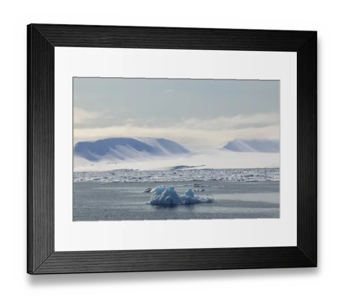 Framed Print : Drift ice, sea ice, sea, mountain range