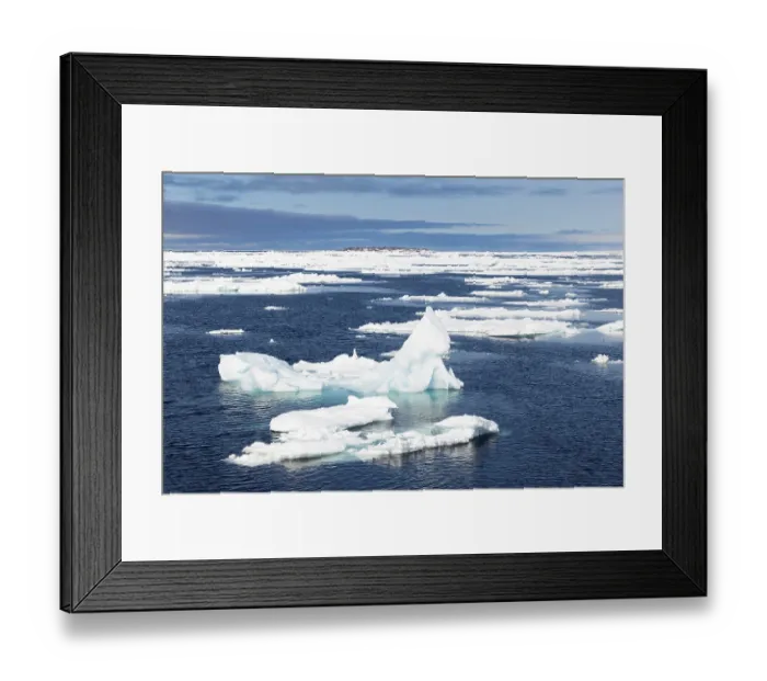 Framed Print : Drift ice, sea ice, sea, mountain range