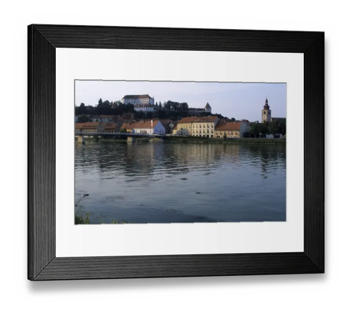 Framed Print : City of Ptuj at River Drau, Drava