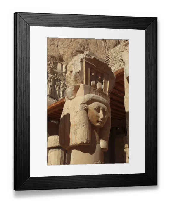 Framed Print : Part of the temple complex, column with head Framed Print : Part of the temple complex, column with head