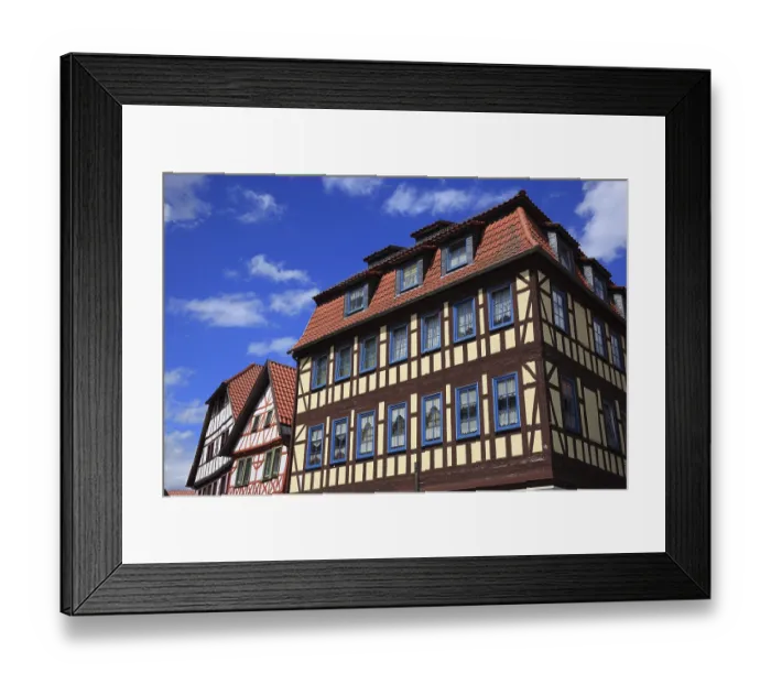 Framed Print : Half-timbered houses in the old town