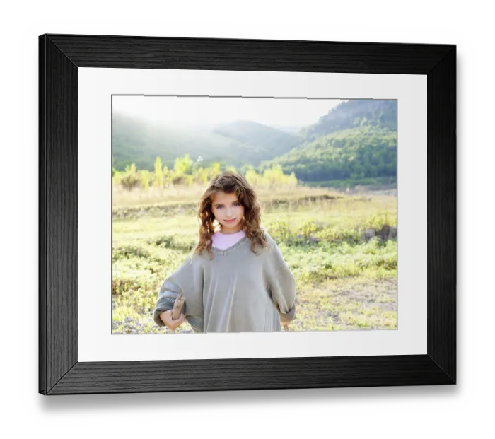 Framed Print : Children girl hiking in mountain with father sweater