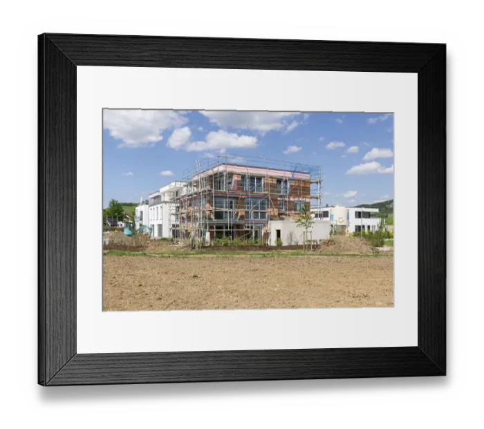 Framed Print : Residential construction, new construction Framed Print : Residential construction, new construction