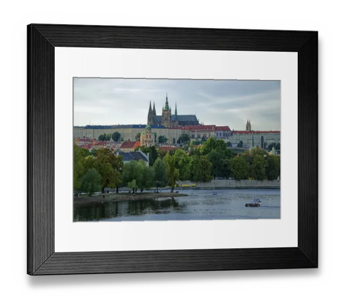 Framed Print : View from the Vltava River to HradDany with Prague Castle and St Framed Print : View from the Vltava River to HradDany with Prague Castle and St