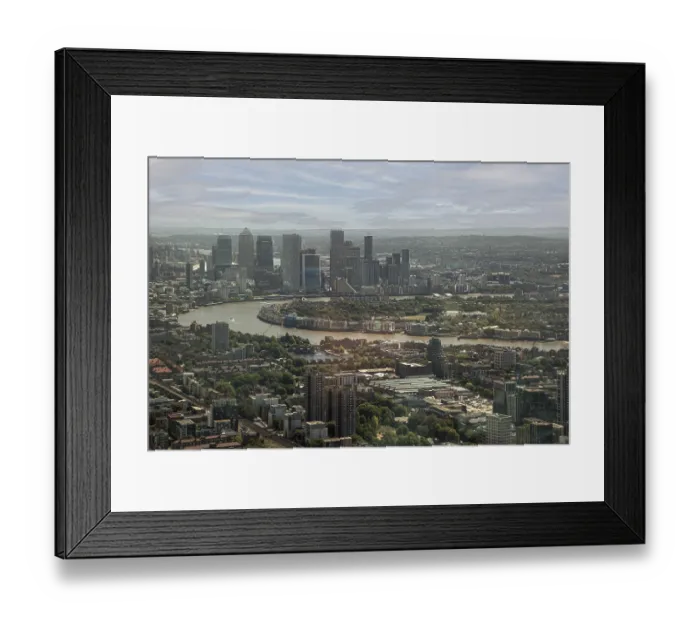 Framed Print : Sweeping views of London with the River Thames and modern skyscrapers on the horizon
