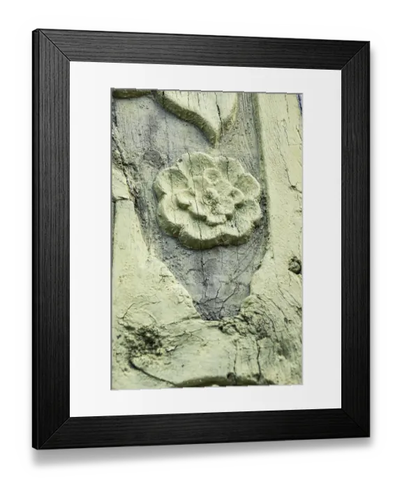 Framed Print : Floral carving on the example of a historic half-timbered building in Bad Frankenhausen