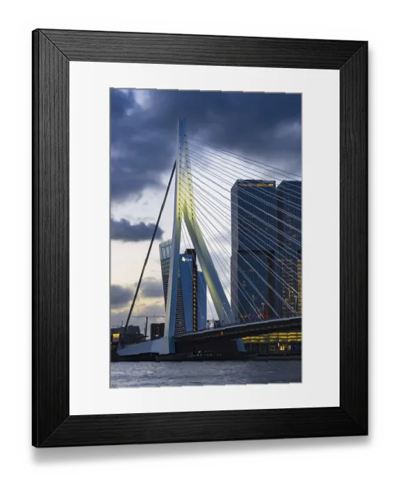 Framed Print : Nieuwe Maas with Erasmus Bridge and skyscrapers Framed Print : Nieuwe Maas with Erasmus Bridge and skyscrapers