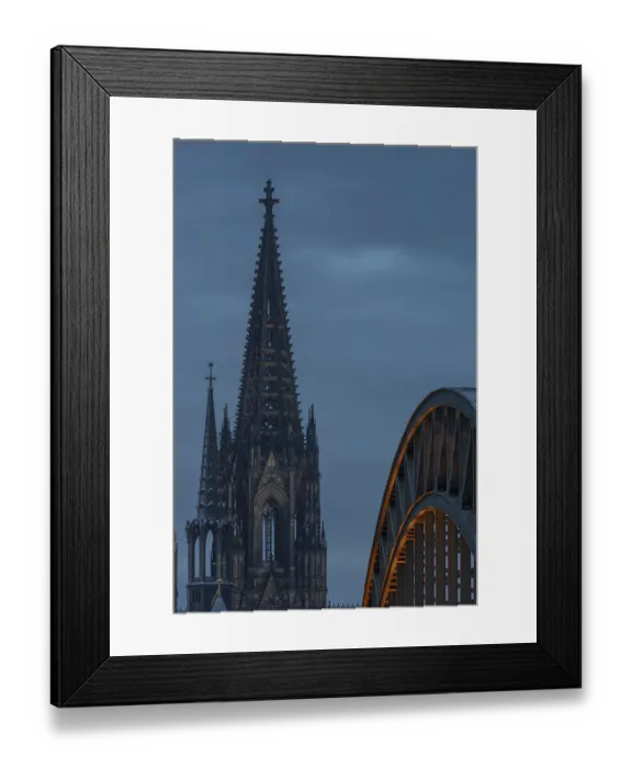 Framed Print : Cologne Cathedral and the Hohenzollern Bridge illuminated with LED lights