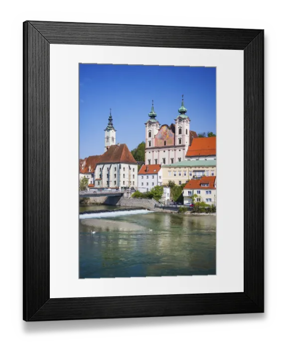 Framed Print : Confluence of the Enns and Steyr rivers