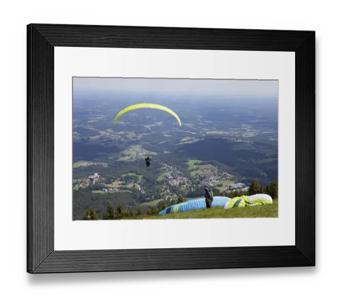 Framed Print : Paraglider launch site at Schoeckl