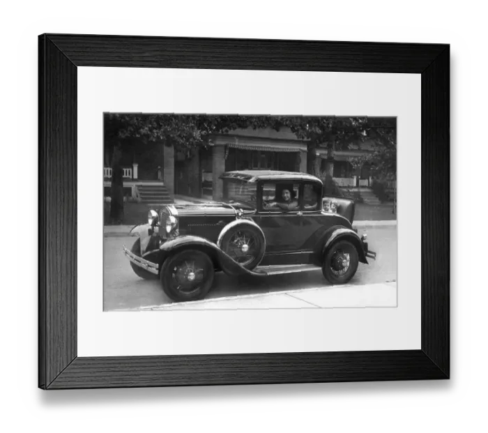 Framed Print : Woman in vintage car children, 1930s